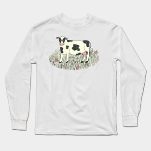 Cow with Flowers Long Sleeve T-Shirt